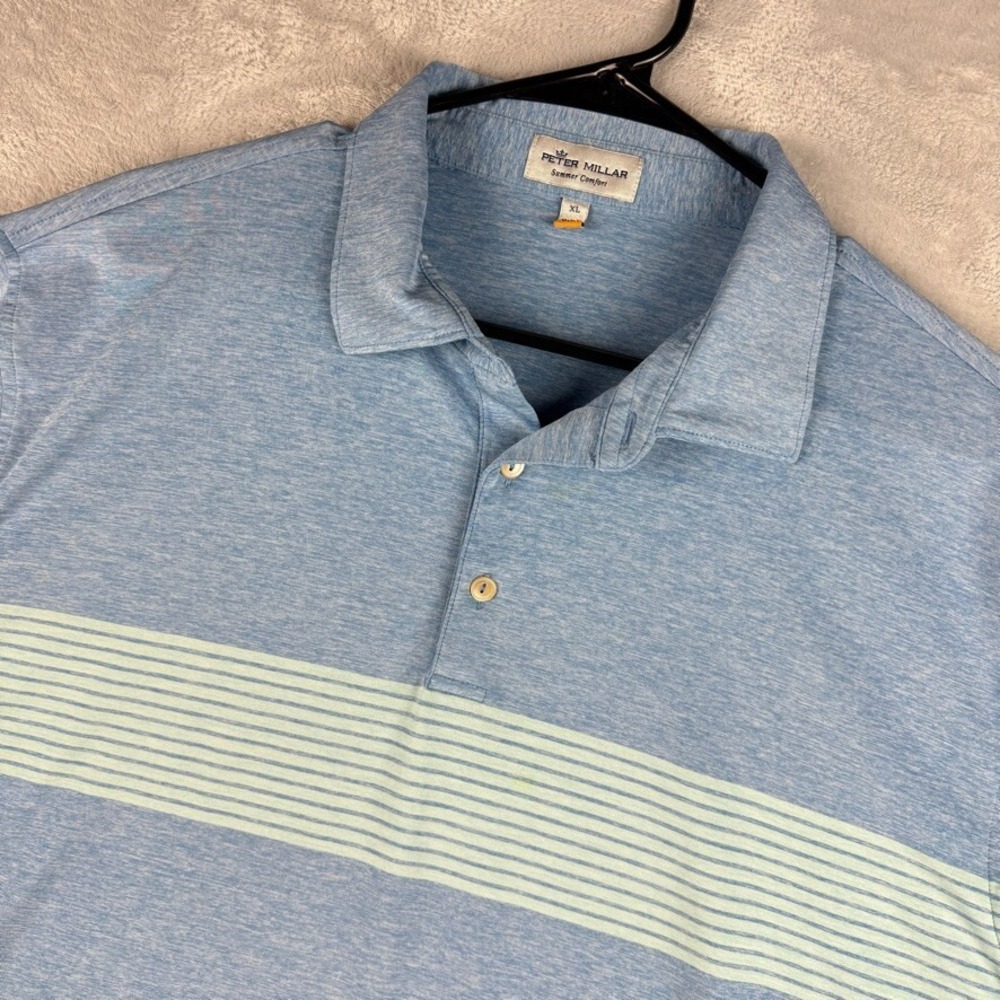 Peter Millar Summer Comfort Polo Mens XL Blue Performance Tech Golf Wicking